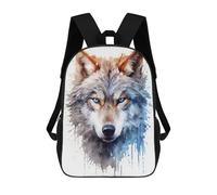 sinyumoney Cute Cat in A Go Cart Zaino Scuola Per Bambini Stampato 3D, Ideale Per Viaggi E Libri, Wolf Watercolor, 17"
