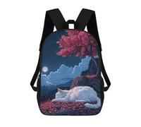 sinyumoney Cute Cat Sleeping Sakura Zaino Per Bambini Borsa Scolastica Per Ragazzi Cartone Animato Stampa 3D Borsa Scolastica Per Studenti Zaino Per Laptop Per Ragazzi E Ragazze 17inch
