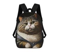 sinyumoney Cute Fat Cat Zaino Scolastico Per Bambini, Borsa Scolastica Stampata in 3D Per Ragazzi, Studenti Delle Scuole Elementari E Medie 17inch