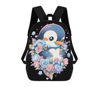 sinyumoney Cute Floral Penguin Lovers Zaino Scolastico Stampato in 3D, Borse Scolastiche Per Ragazzi E Ragazze, Zaino Per Laptop Per Bambini/studenti/adulti 17inch