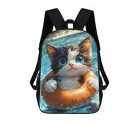 sinyumoney Cute Honey Bear - Zaino per la scuola per bambini, con stampa 3D, per bambini, zaino da viaggio, borsa per libri, Cute Kitten Swimming, 17"