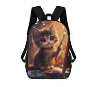 sinyumoney Cute Honey Bear - Zaino per la scuola per bambini, con stampa 3D, per bambini, zaino da viaggio, borsa per libri, Kitten Artist, 17"