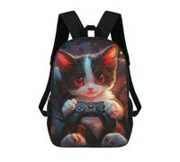 sinyumoney Cute Honey Bear - Zaino per la scuola per bambini, con stampa 3D, per bambini, zaino da viaggio, borsa per libri, Gamer Cat, 17"