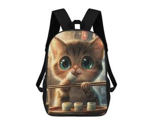 sinyumoney Cute Honey Bear Zaino scolastico per ragazze e ragazzi, grande capacità, leggero, per bambini e studenti, Cute Cat Eating Sushi, 17"