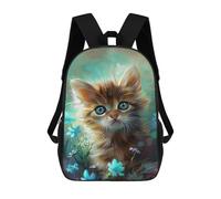 sinyumoney Cute Kitten with Flowers Zaini Per Bambini, Zaino Scuola Stampato 3D Per Bambini, Zaino Da Viaggio, Borsa Per Libri Per Bambini Borsa Da Scuola, Stile:, 17"