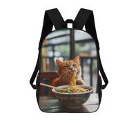 sinyumoney Cute Noodle Cat Zaino Per Bambini Stampato In 3D, Borsa Da Scuola Per Ragazzi Zaino Cool E Casual, Zaino Divertente Per Bambini E Adolescenti, Cute Noodle Cat, 17"