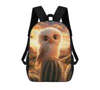 sinyumoney Cute Owl on Cactus Zaino Per La Scuola Stampato in 3D Borsa Scolastica Per Ragazzi E Ragazze Zaino Per Bambini Zaino Da Viaggio 17inch