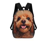 sinyumoney Cute Poodle Face Pixel Art Zaini Scolastici Stampati in 3D Zaini Scolastici Alla Moda Per Bambini Zaini Per Ragazzi Per Studenti Delle Scuole Medie 17inch