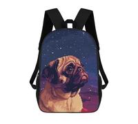 sinyumoney Cute Pug Dog Pixel Art Zaino Scolastico Per Bambini, Zaino Casual Da Viaggio Per Ragazzi E Ragazze, Zaino Da Giorno Di Grande Capacità 17inch