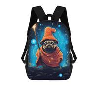 sinyumoney Cute Pug Wizard Pixel Art Zaino Scolastico Alla Moda Per Studenti, Adatto A Ragazzi E Ragazze, Ideale Per Viaggi All'aperto E Attività Ricreative. 17inch