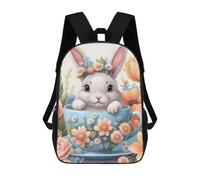 sinyumoney Cute Rabbit in A Cup Zaino Scolastico Per Bambini, Borsa Scolastica Stampata in 3D Per Ragazzi, Studenti Delle Scuole Elementari E Medie 17inch