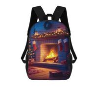 sinyumoney Cute Santa Claus - Zaino scolastico per adolescenti, con stampa 3D, regolabile, con tasche alla moda, per bambini, ragazzi, ragazze, studenti e adolescenti, Cozy Christmas Fireplace, 17"