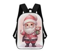 sinyumoney Cute Santa Joy Zaino per bambini, Zaino per bambini con stampa 3D per ragazzi e adolescenti, Jolly Cartoon Santa, 17"