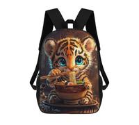 sinyumoney Cute Tiger Eating Ramen Zaino Per La Scuola Stampato in 3D Borsa Scolastica Per Ragazzi E Ragazze Zaino Per Bambini Zaino Da Viaggio 17inch