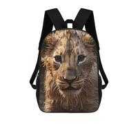 sinyumoney Cute Wet Lion Zaino Scolastico Per Bambini, Stampato in 3D, Borsa Scolastica Alla Moda, Borsa Scolastica Casual Per Ragazzi, Studenti Delle Scuole Elementari E Medie 17inch