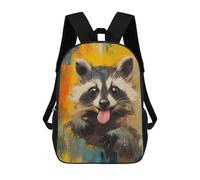 sinyumoney Cute White Rabbit - Zaino per la scuola per adolescenti, stampa 3D, regolabile, alla moda, con scomparti per bambini, ragazzi, ragazze, studenti e ragazzi, Abstract Raccoon Painting, 17"