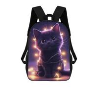 sinyumoney Cuty Cat Christmas Lights Zaino Per Ragazzi, Studenti Adolescenti, Zainetti Per Ragazze, Borse Per Bambini, Scuola Elementare, Scuola Media, Borsa Per Libri 17inch
