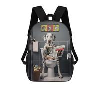 sinyumoney Dalmatian on The Toilet Zaino Scolastico Stampato in 3D Per Bambini, Zaino Scolastico Casual Alla Moda Per Bambini Studenti 17inch