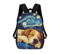 sinyumoney Dalmatian Puppy Sleeping Zaini Per Bambini Zaino Scuola Alla Moda Zaino Scuola Stampato In 3D Per Bambini Studenti Primari E Secondari, Dog Sleeping Under Starry Night, 17"