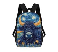 sinyumoney Dalmatian Puppy Sleeping Zaino Per Bambini, Stampa 3D, Borsa Scuola Per Ragazzi E Ragazze, Zaino Alla Moda E Casual Per Studenti, Starry Night Bull, 17"