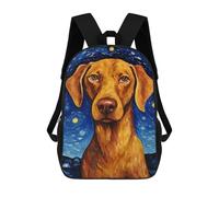 sinyumoney Dalmatian Puppy Sleeping Zaino Per Bambini, Stampa 3D, Borsa Scuola Per Ragazzi E Ragazze, Zaino Alla Moda E Casual Per Studenti, Vizsla Dog Starry Night, 17"