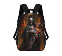 sinyumoney Death, Santa Muerte with Roses Zaini Stampati in 3D Per Bambini, Zaini Scolastici, Borse Scolastiche, Zaini Alla Moda Per Ragazzi, Studenti Delle Scuole Elementari E Medie 17inch