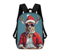 sinyumoney Deer Christmas - Zaini scolastici per bambini, con stampa 3D, per ragazzi, studenti delle scuole elementari e college, Cervo di Natale, 17"