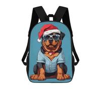 sinyumoney Deer Christmas - Zaini scolastici per bambini, con stampa 3D, per ragazzi, studenti delle scuole elementari e college, Rottweiler Christmas, 17"