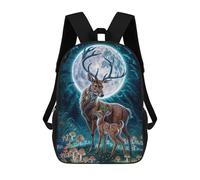 sinyumoney Deer Fawn Moonlit Forest Zaini Stampati in 3D, Borsa Scolastica Casual Per Bambini, Borsa Scolastica Alla Moda Per Ragazzi, Studenti Delle Scuole Medie 17inch