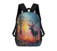 sinyumoney Deer in Jungle Zaino Scolastico Per Bambini Alla Moda Casual Zaini Per Bambini Stampati in 3D Borse Scolastiche Per Ragazzi Zaino Grande 17inch
