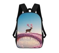 sinyumoney Deer with Cherry Blossom Antlers Zaino Per Bambini, Borsa Scolastica Per Ragazzi E Adolescenti, Regalo, Zaino Da Viaggio, Zaino Scolastico, Borsa Per Libri 17inch