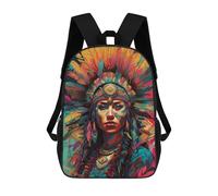 sinyumoney Desert Sunset Dreamscape Zaini Per Bambini Zaini Personalizzati 3D Per Ragazzi E Ragazze, Grandi Zaini Scuola Casual, Colorful Feathered Headdress, 17"