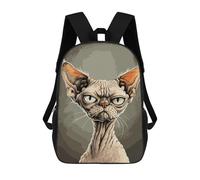 sinyumoney Devon Rex Caricature Zaino Scolastico Per Bambini Da 17 Pollici, Zaino Casual Da Viaggio Per Ragazzi E Ragazze, Zaino Da Giorno Di Grande Capacità 17inch