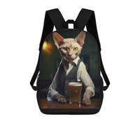 sinyumoney Devon Rex Cat in The Pub Zaino Per La Scuola Stampato in 3D Borsa Scolastica Per Ragazzi E Ragazze Zaino Per Bambini Zaino Da Viaggio 17inch