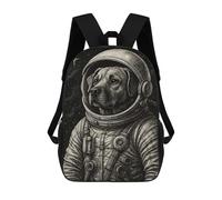 sinyumoney Dog Astronaut in Space Suit Zaino Scolastico Per Bambini, Borsa Scolastica Stampata in 3D Per Ragazzi, Studenti Delle Scuole Elementari E Medie 17inch