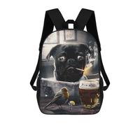 sinyumoney Dog Smoking And Drinking Zaino Scolastico Per Bambini, Borsa Scolastica Stampata in 3D Per Ragazzi, Studenti Delle Scuole Elementari E Medie 17inch