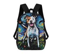 sinyumoney Dog Starry Night Pitbull Zaino Scolastico Zaino Per Bambini Borsa Scolastica Di Grande Capacità Zaino Per Bambini Per La Scuola Zaino 3D Borsa Per Libri Regali Per Bambini 17inch