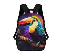 sinyumoney Dolphin in in Starry Waters Zaino Stampato 3D Per Bambini Zaino Leggero Per Scuole E Studentesse, Borsa Da Assaggiare Per La Presepe, Rainbow Toucan In Tropical Night, 17"