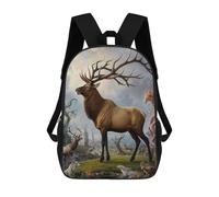 sinyumoney Dolphin Ocean Glide - Zaino scolastico per bambini, alla moda, casual, con stampa 3D, per ragazzi, grande zaino, Enchanted Elk, 17"