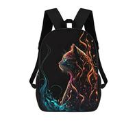 sinyumoney Dolphin Sunset Zaino scolastico per bambini con stampa 3D, ideale per viaggi e libri, Cat Astract, 17"