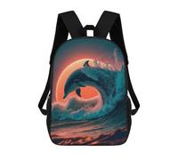 sinyumoney Dolphin Sunset Zaino scolastico per bambini con stampa 3D, ideale per viaggi e libri, Dolphin Sunset, 17"