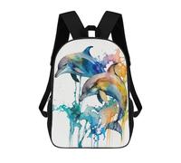 sinyumoney Dolphins Head Watercolor Zaino Scolastico Stampato in 3D Zaino Scolastico Per Bambini Zaini Scolastici Zaini Da Viaggio Borsa Casual Alla Moda Per Bambini Studenti Scolastici 17inch
