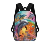 sinyumoney Dolphins in Rainbow Ocean Zaino Scolastico Alla Moda Per Studenti, Adatto A Ragazzi E Ragazze, Ideale Per Viaggi All'aperto E Attività Ricreative. 17inch