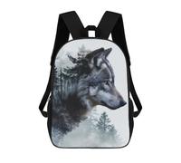 sinyumoney Double Exposure Wolf Zaino Scolastico Alla Moda Per Studenti, Adatto A Ragazzi E Ragazze, Ideale Per Viaggi All'aperto E Attività Ricreative. 17inch