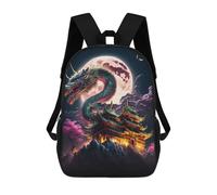 sinyumoney Dragon Moon Pagoda Fantasy Zaini Per Bambini Zaino Scolastico Borsa Scolastica Stampata in 3D Borsa Scolastica Per Ragazzi Studenti Delle Scuole Elementari E Medie 17inch