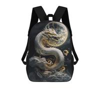 sinyumoney Dragon Moon Serpent Zaino Scolastico Alla Moda Per Studenti, Adatto A Ragazzi E Ragazze, Ideale Per Viaggi All'aperto E Attività Ricreative. 17inch