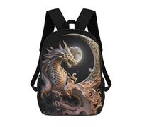 sinyumoney Dragon Moonlit Majesty -4 Zaino Scolastico Zaino Per Bambini Borsa Scolastica Di Grande Capacità Zaino Per Bambini Per La Scuola Zaino 3D Borsa Per Libri Regali Per Bambini 17inch