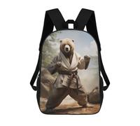 sinyumoney Dragon On The Cliff Edge Zaino scolastico stampato 3D per ragazzi e ragazze, zaino per computer portatile per bambini/studenti/adulti, Karate Bear, 17"