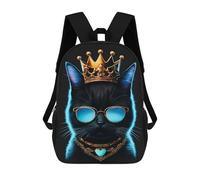 sinyumoney Dragon Sunset Zaino Stampato 3D Per Bambini, Borsa Da Scuola Grande Capacità, Borsa Da Viaggio, Borsa Per Libri, Zaino Scuola Per Bambini, Neon Black Cat, 17"