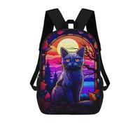 sinyumoney Dragon Sunset Zaino Stampato 3D Per Bambini, Borsa Da Scuola Grande Capacità, Borsa Da Viaggio, Borsa Per Libri, Zaino Scuola Per Bambini, Russian Blue Cat, 17"